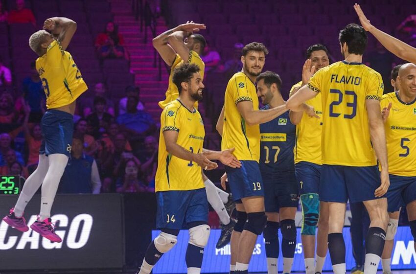  Brasil vence Canadá por 3 sets a 0 na Liga das Nações de Vôlei