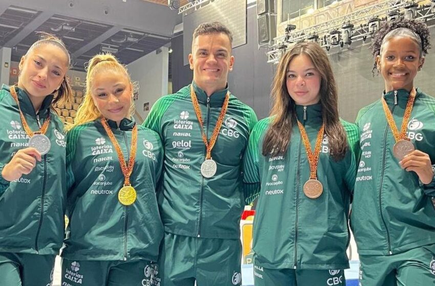  Ginastas brasileiros encerram competição na Hungria com cinco pódios