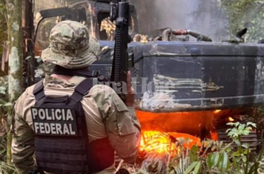  Polícia Federal e Ibama Inutilizam Escavadeiras e Veículos em Operação Contra Garimpo Ilegal em Terra Indígena em Cacoal